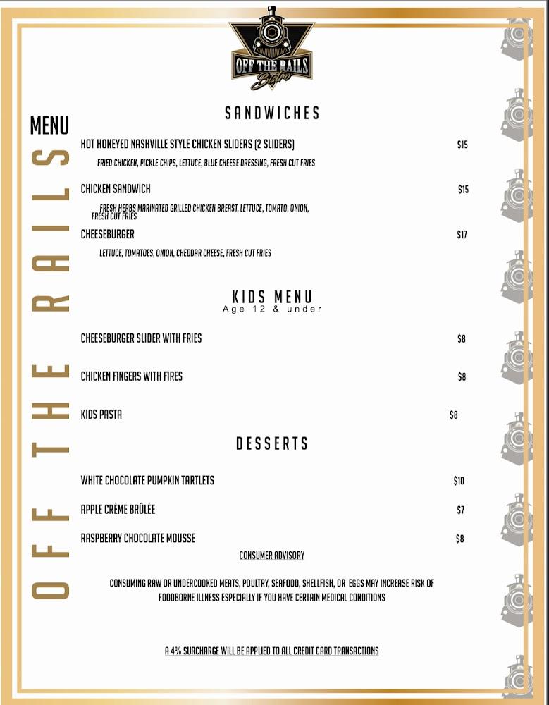 Off the Rails Bistro Menu image 3